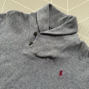 Polo Ralph Lauren Mens Shawl Collar Sweater Pullover‎ Cotton Gray Size L